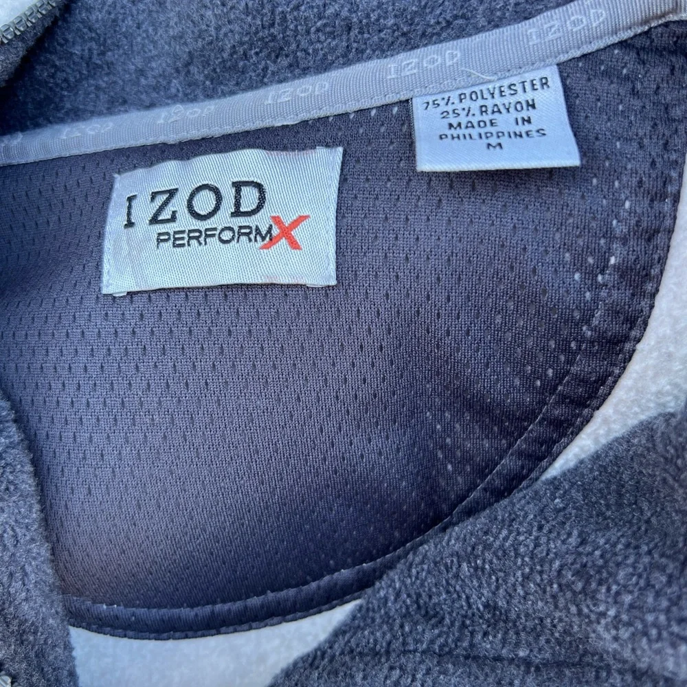 Izod Men's Performance X Light Gray Quarter Zip-Up/Drawcord Hem Sweater SZ M
